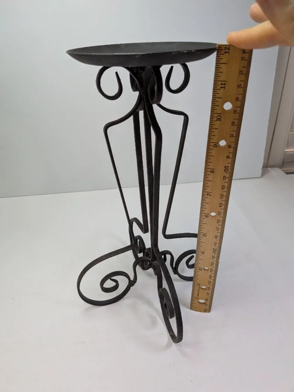 Vintage Wrought Iron Pillar Candle Holder Stand 12